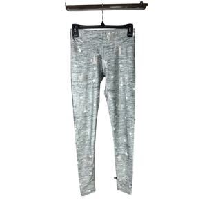 Terez Womens Gray Metallic Silver Star Futuristic Athleisure Yoga Leggings | S